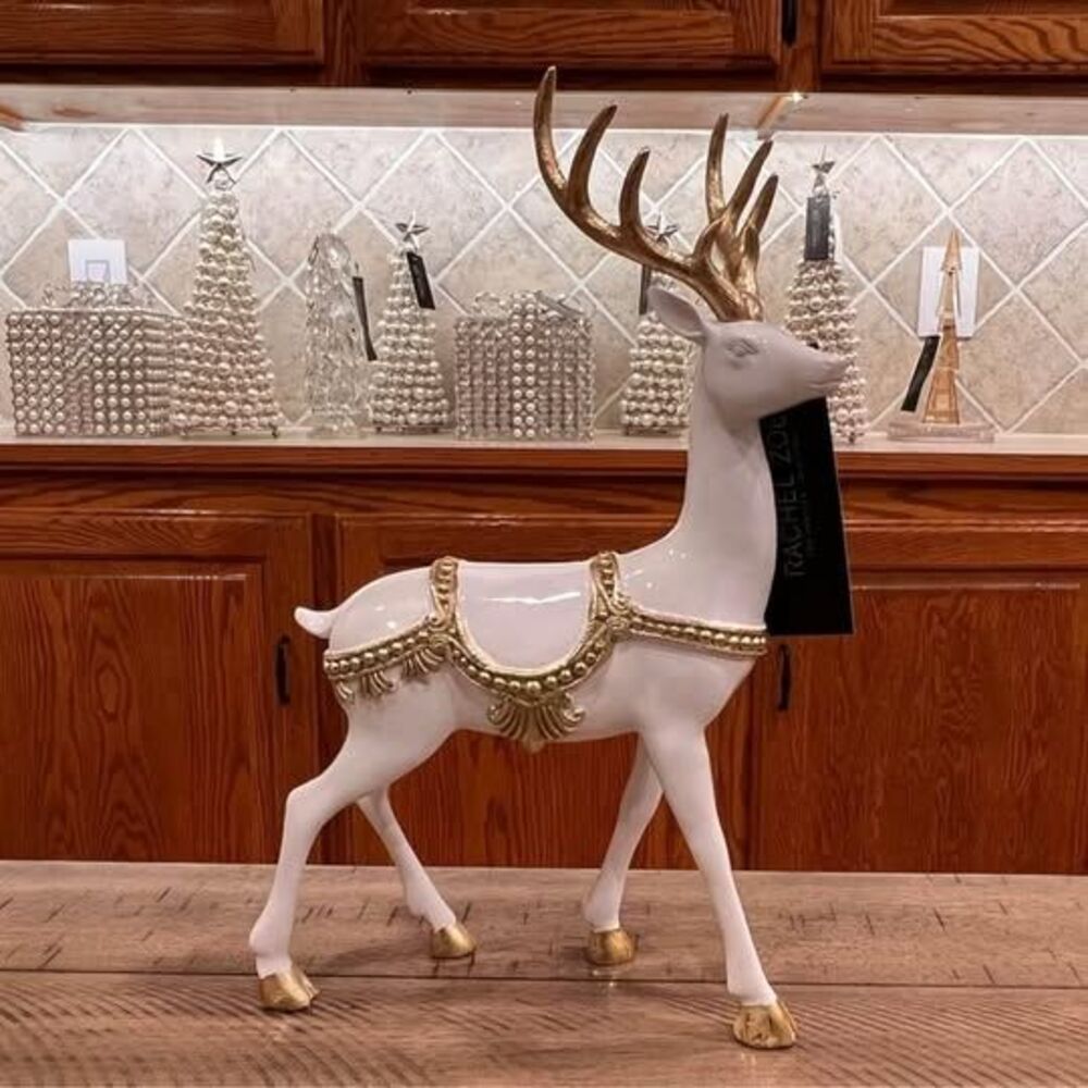 Rachel Zoe White Reindeer Decor NWT